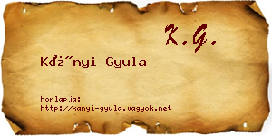 Kányi Gyula névjegykártya